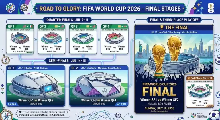 FIFA World Cup 2026 Quarter-finals, Semi-finals & Final: Dates, Venues & Schedule | StrikerReport