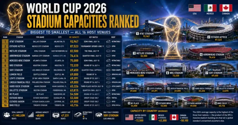 Which Is the Biggest Stadium at FIFA World Cup 2026? All 16 Stadium Capacities Ranked