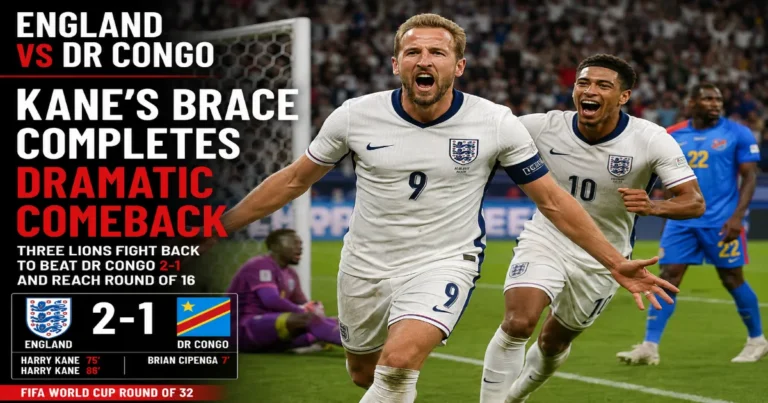 England vs DR Congo Match Report