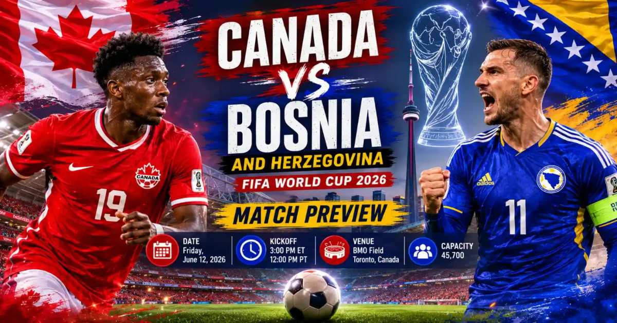 Canada vs Bosnia World Cup 2026 opens the co-hosts' campaign at BMO Field. Stats, head-to-head record, lineups and our score prediction.