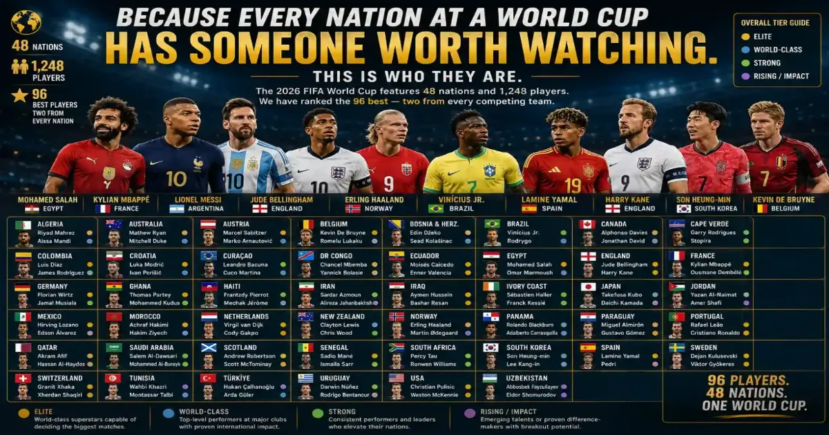 World Cup 2026 Player Rankings: Every Nation's Two Best Players Rated From #96 to #1