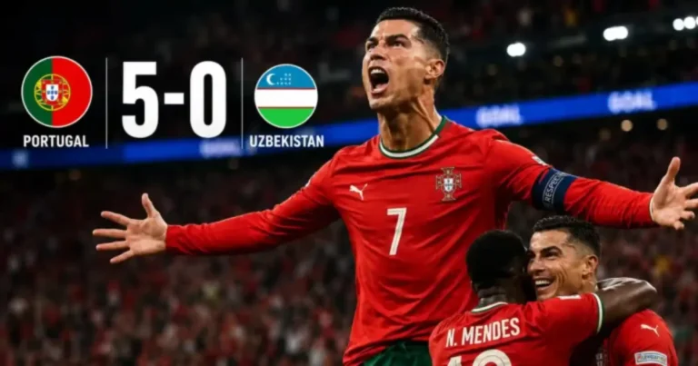 Portugal vs Uzbekistan ended 5-0 at NRG Stadium, with Cristiano Ronaldo's first-half brace making him the first man to score at six World Cups and erasing every question raised after a flat opening draw.