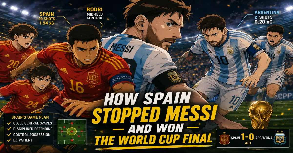 Spain's disciplined defence, Rodri's midfield control and a patient tactical approach helped La Roja neutralise Messi and beat Argentina 1-0 after extra time.