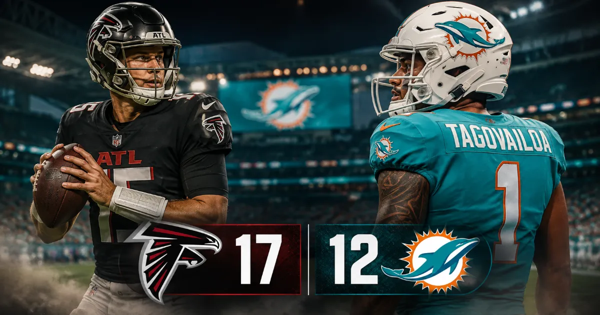 Falcons vs Dolphins Match Report: Falcons Beat Dolphins 17-12 as Tua Tagovailoa Hears Boos in Return to Miami