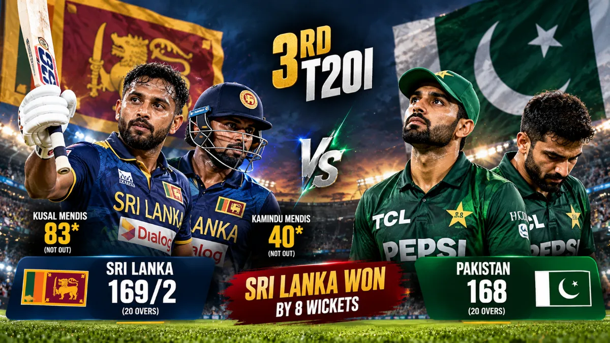 Pakistan vs Sri Lanka 3rd T20I 2026 as Kusal Mendis leads Sri Lanka to an eight-wicket win