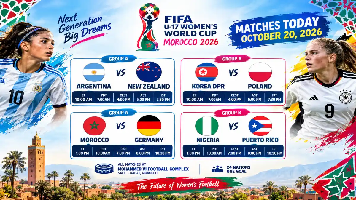 U-17 Women's World Cup Today: Morocco vs Germany and 3 More Matches
